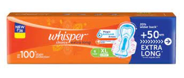 Whisper Choice Extra Long XL 6 PADS